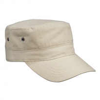 beige military cap with velcro closure